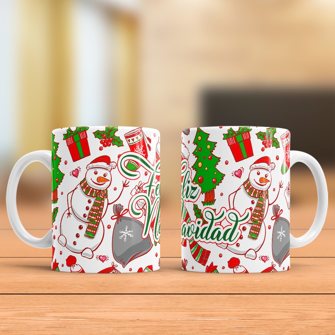 Mug feliz navidad hombre de nieve