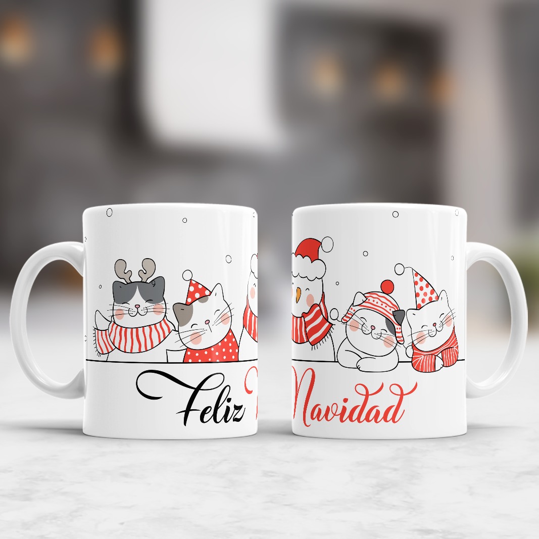 Mugs de gatos en navidad